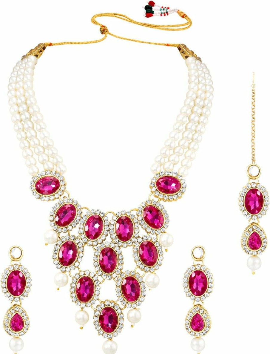 Aheli Aheli Gold Plated Kundan Jewelry Necklace With Earring Set For Women Jewelry Sets