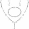 MEEDOZ Meedoz Bridal Wedding Jewelry Cz Set Marquise Teardrop Cubic Zirconia Pendant Necklace And Dangle Earring Bracelet Sets For Women Girls Jewelry Sets