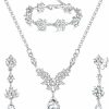 SAILIMUE Sailimue Wedding Bridal Jewelry Set For Brides Women Bridesmaid Teardrop Crystal Rhinestone Backdrop Necklace Earring Bracelet Sets Prom Costume Jewelry Accessories Sliver Rose Gold Jewelry Sets