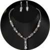 Acruccen Acruccen Wedding Jewelry For Bridal Bridesmaid Silver Rhinestone Jewelry Set Bride Crystal Necklace Earrings Set For Women Party Prom Costume Accessories Jewelry Sets