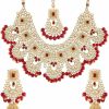 I Jewels I Jewels 18K Gold Plated Indian Wedding Bollywood Handcrafted Faux Kundan & Stone Studded Bridal Choker Necklace Jewellery Set For Women (Ij026) Jewelry Sets