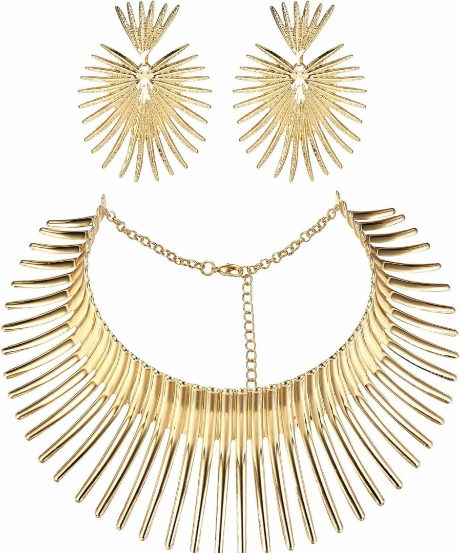 Jstyle Jstyle African Collar Choker Necklace Earrings Set For Women Gold Statement Tooth Shape Tribal African Jewelry A Jewelry Sets