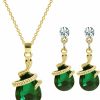 LEYSTARE 14K Gold Plated Drop Crystal Zircon Green Snake Pendant Necklace And Earring Jewelry Set Jewelry Sets