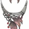 Rosemarie & Jubalee Rosemarie & Jubalee Women'S Unbe-Leaf-Ably Stunning Crystal Rhinestone Accented Textured Metal Leaf Statement Necklace Earrings Set, 14\"+3\" Extender Jewelry Sets