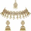 I Jewels I Jewels Gold Plated Indian Wedding Bollywood Unique Design Multi Layer Statement Handmade Choker Necklace Jewellery & Jhumka Earring Set For Women/Girls(K7279W) Jewelry Sets